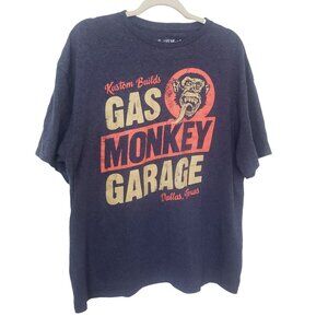 Gas Monkey Garage T-Shirt Mens XL Blue Kustom Builds Dallas Texas Cotton Blend